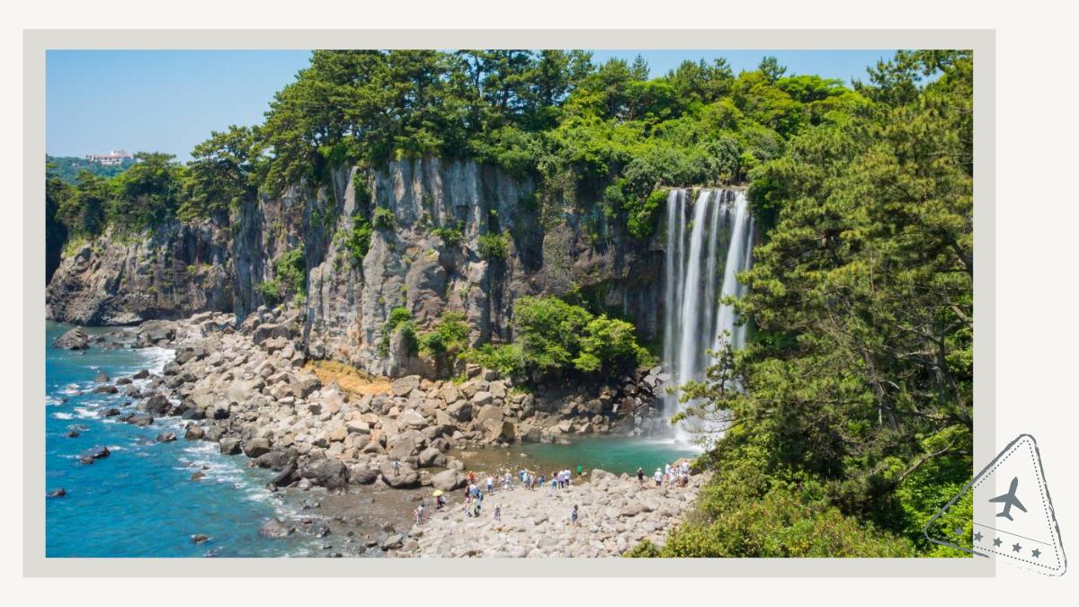 Jeongbang Waterfalls at Jeju Island